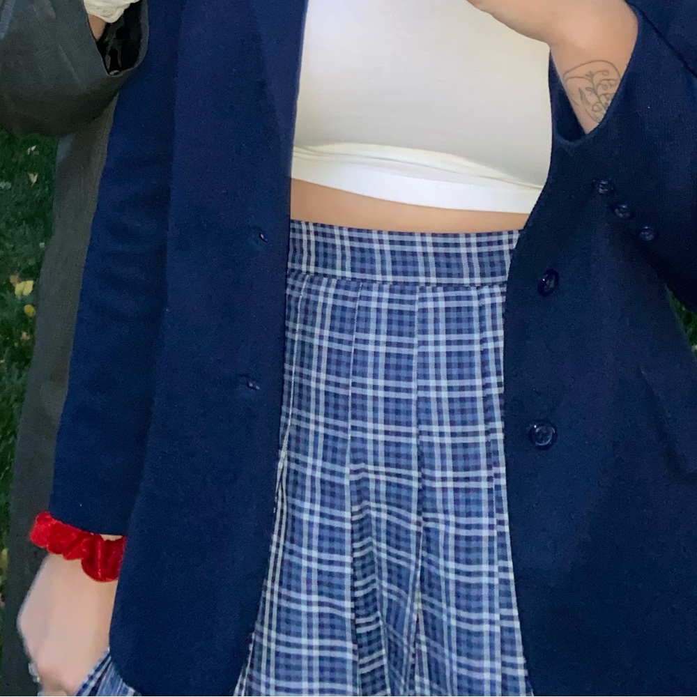 blue checkered plaid pleated tennis skirt aerie